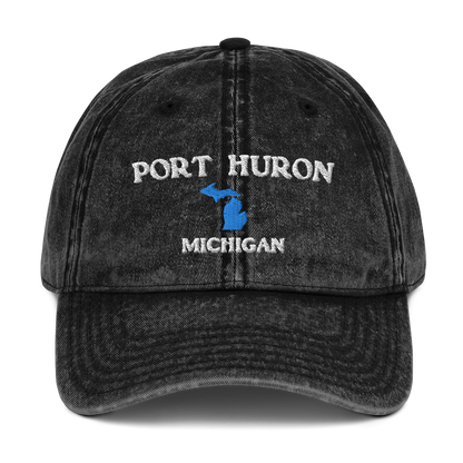 'Port Huron Michigan' Vintage Baseball Cap (w/ Michigan Outline)