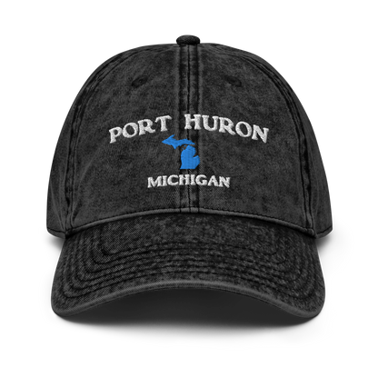 'Port Huron Michigan' Vintage Baseball Cap (w/ Michigan Outline)