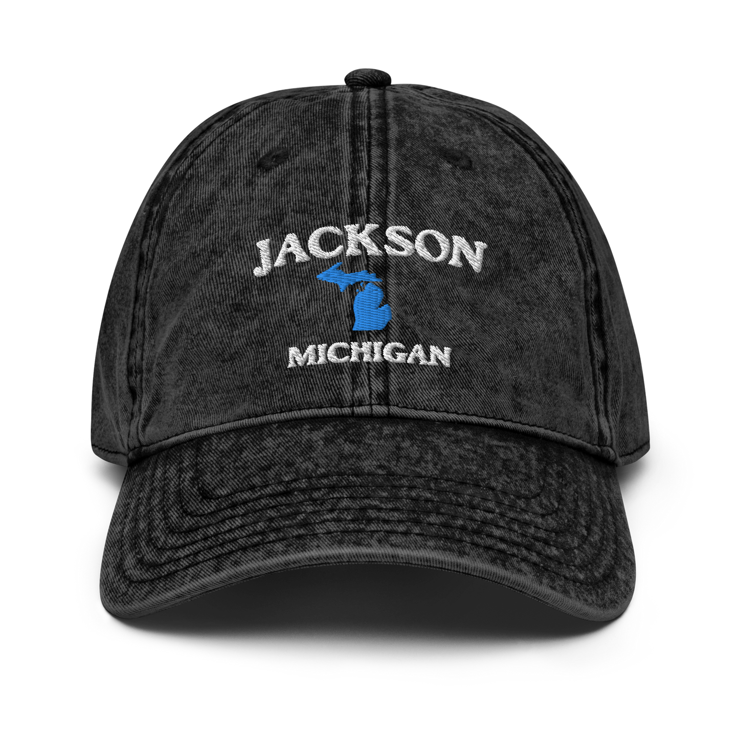 'Jackson Michigan' Vintage Baseball Cap (w/ Michigan Outline)