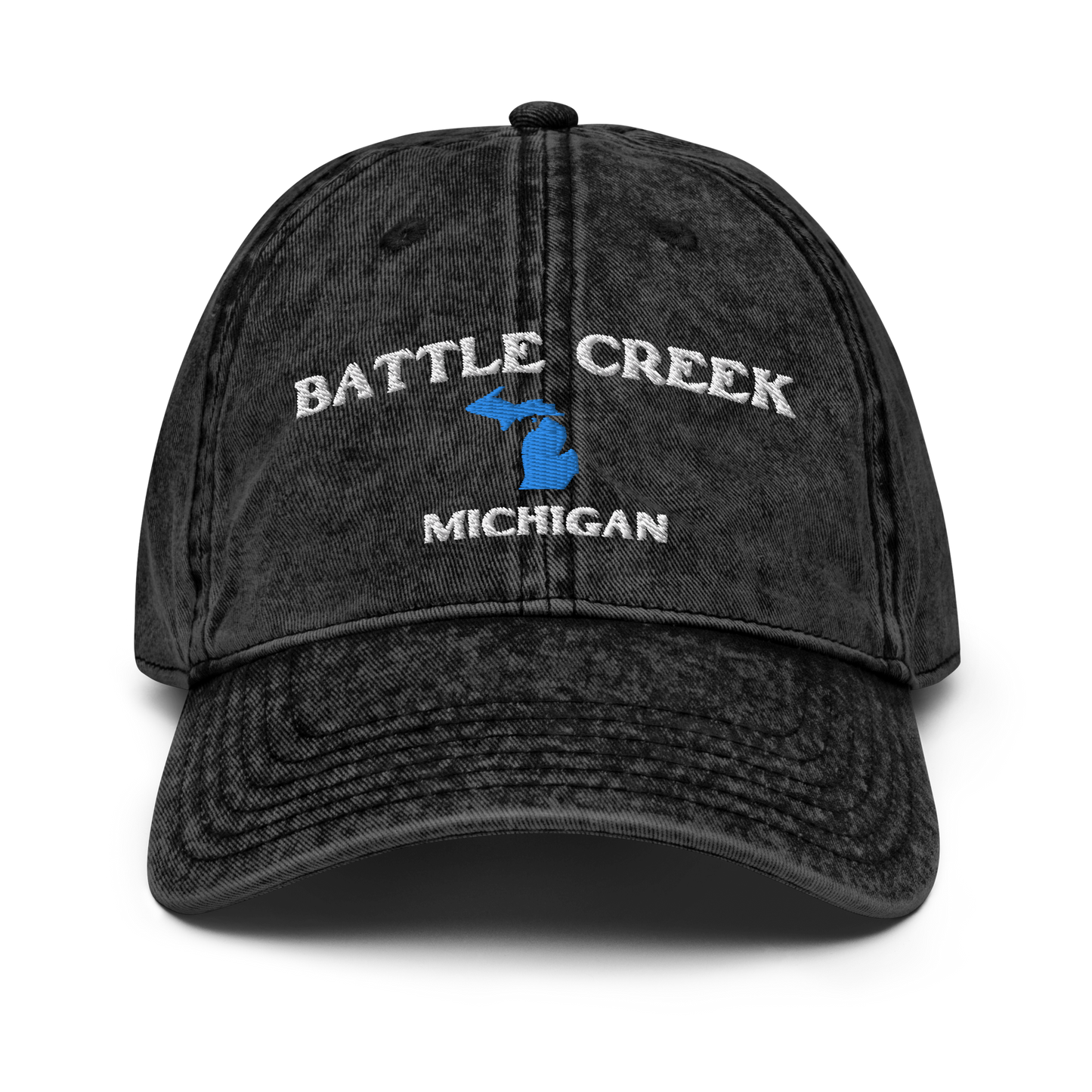 'Battle Creek Michigan' Vintage Baseball Cap (w/ Michigan Outline)