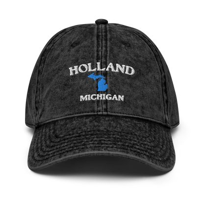 'Holland Michigan' Vintage Baseball Cap (w/ Michigan Outline)