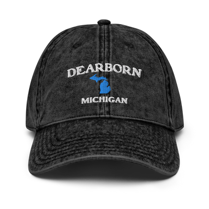 'Dearborn Michigan' Vintage Baseball Cap (w/ Michigan Outline)