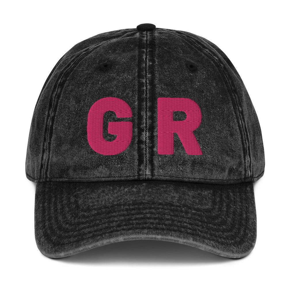 Grand Rapids 'GR' Vintage Baseball Cap (1940's Sans Font) | Pink Embroidery