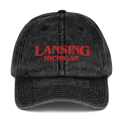 'Lansing Michigan' Vintage Baseball Cap (1980s Drama Parody)
