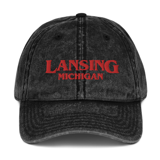 'Lansing Michigan' Vintage Baseball Cap (1980s Drama Parody)