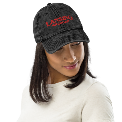 'Lansing Michigan' Vintage Baseball Cap (1980s Drama Parody)