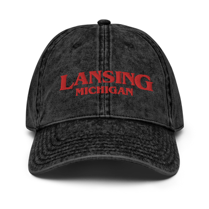 'Lansing Michigan' Vintage Baseball Cap (1980s Drama Parody)