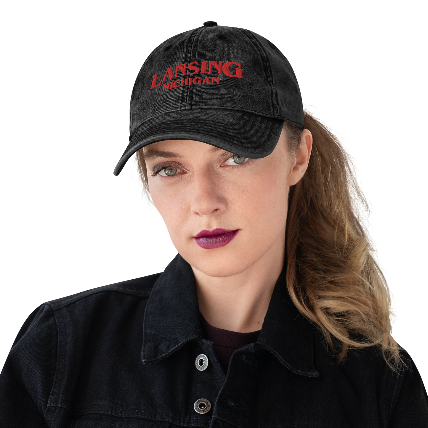 'Lansing Michigan' Vintage Baseball Cap (1980s Drama Parody)