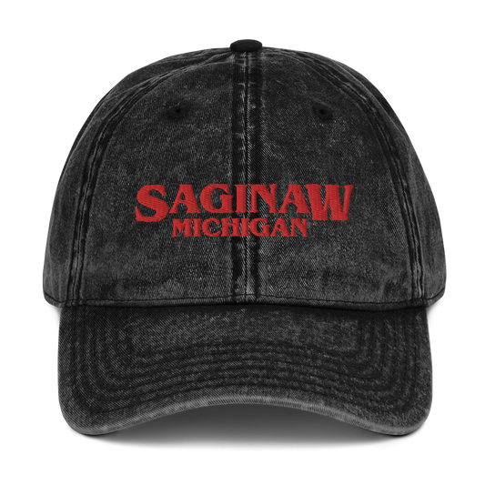 'Saginaw Michigan' Vintage Baseball Cap (1980s Drama Parody)