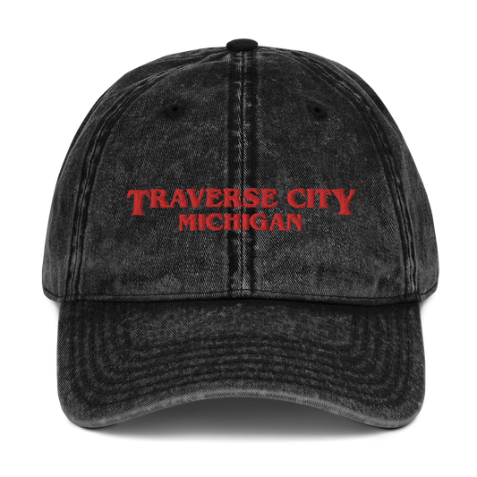 'Traverse City Michigan' Vintage Baseball Cap (1980s Drama Parody)