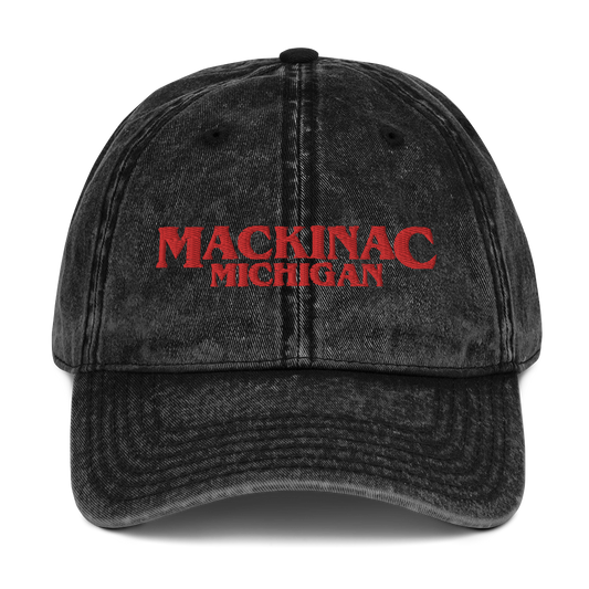 'Mackinac Michigan' Vintage Baseball Cap (1980s Drama Parody)