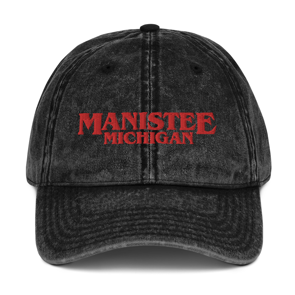 'Manistee Michigan' Vintage Baseball Cap (1980s Drama Parody)