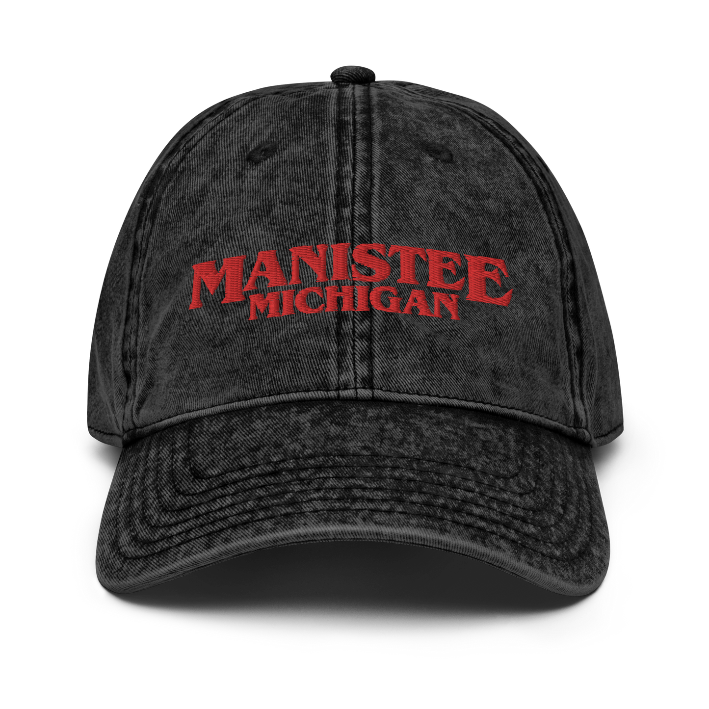 'Manistee Michigan' Vintage Baseball Cap (1980s Drama Parody)