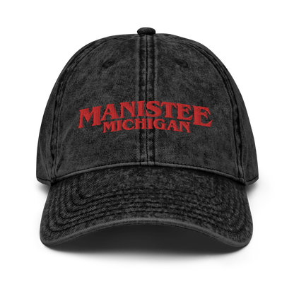'Manistee Michigan' Vintage Baseball Cap (1980s Drama Parody)