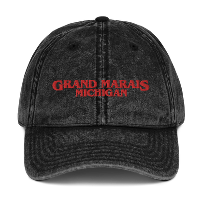 'Grand Marais Michigan' Vintage Baseball Caps (1980s Drama Parody)