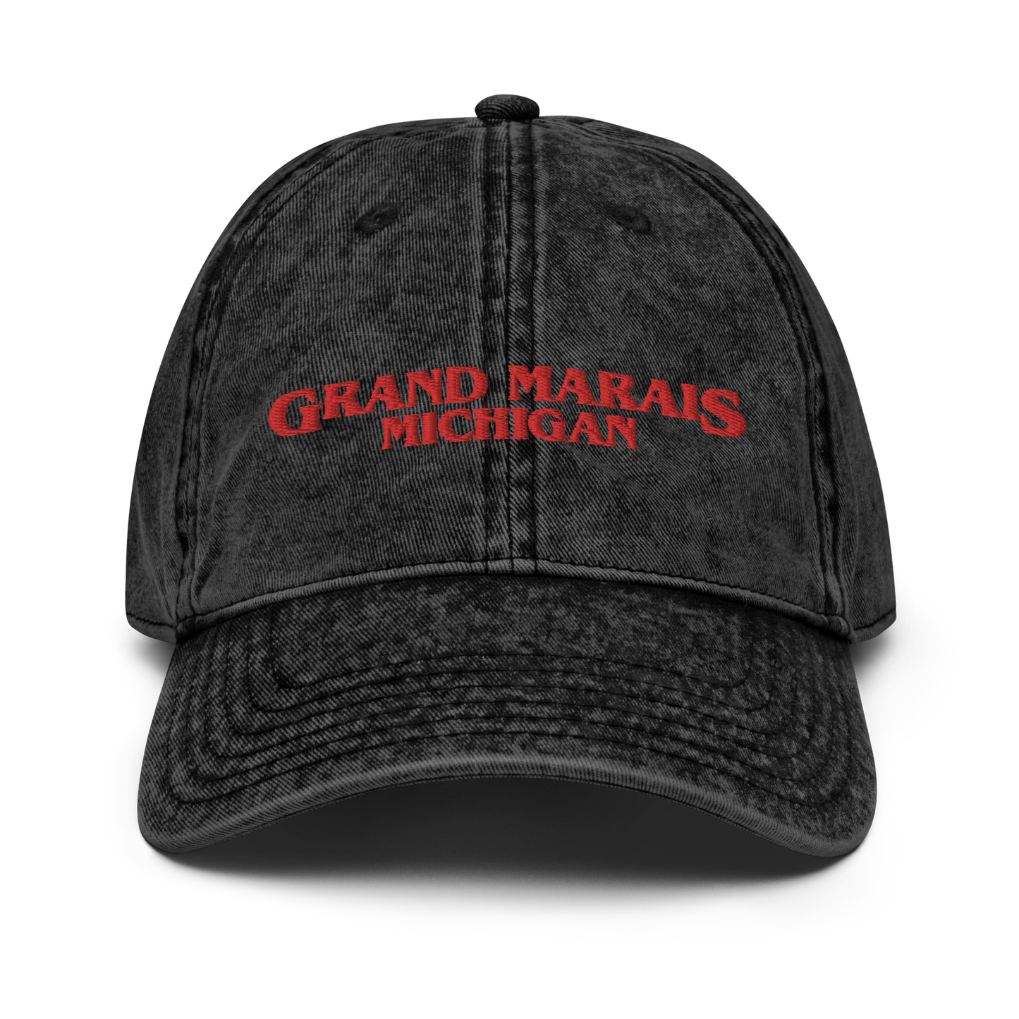 'Grand Marais Michigan' Vintage Baseball Caps (1980s Drama Parody)