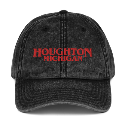 'Houghton Michigan' Vintage Baseball Cap (1980s Drama Parody)