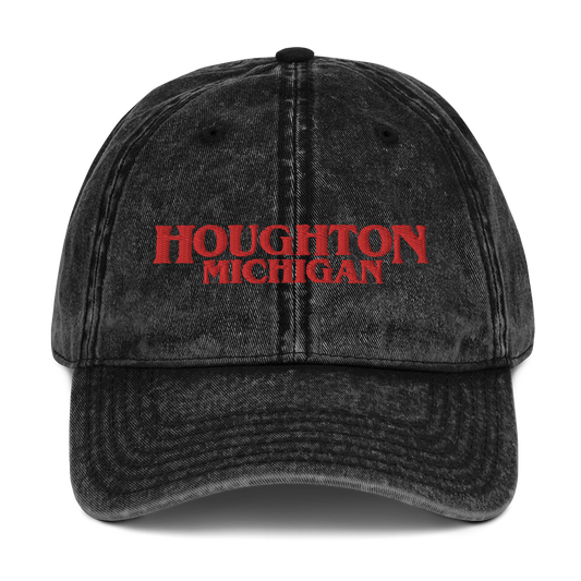 'Houghton Michigan' Vintage Baseball Cap (1980s Drama Parody)