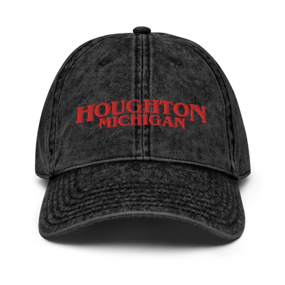 'Houghton Michigan' Vintage Baseball Cap (1980s Drama Parody)