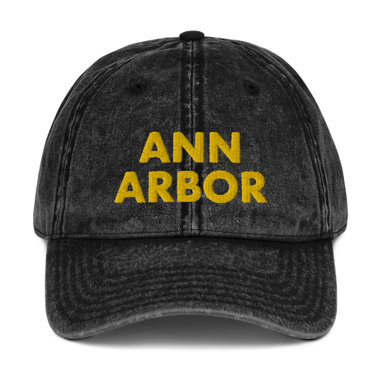 'Ann Arbor' Vintage Baseball Cap | Gold Embroidery