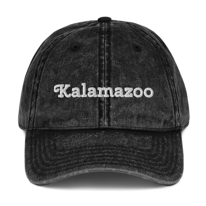 'Kalamazoo' Vintage Baseball Cap | White/Black Embroidery