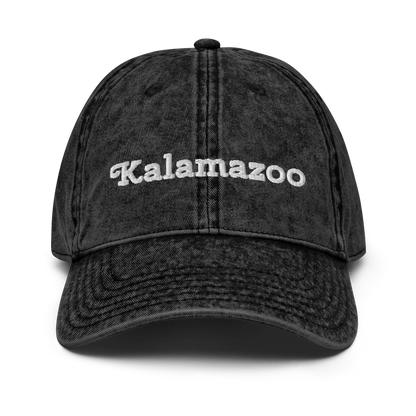 'Kalamazoo' Vintage Baseball Cap | White/Black Embroidery