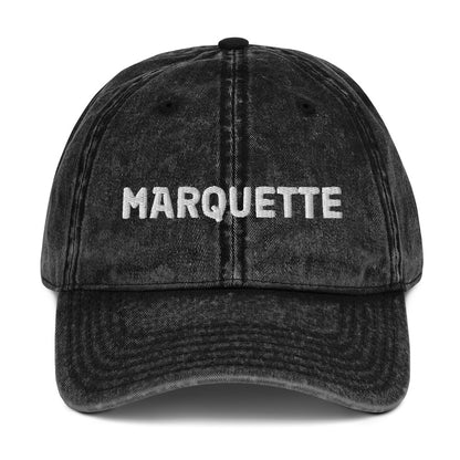 'Marquette' Vintage Baseball Cap | White/Black Embroidery