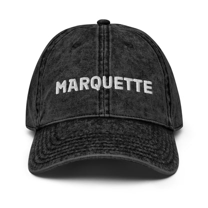 'Marquette' Vintage Baseball Cap | White/Black Embroidery