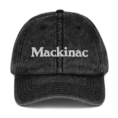 'Mackinac' Vintage Baseball Cap | White/Black Embroidery