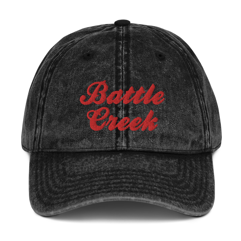 'Battle Creek' Vintage Baseball Cap | White/Black Embroidery