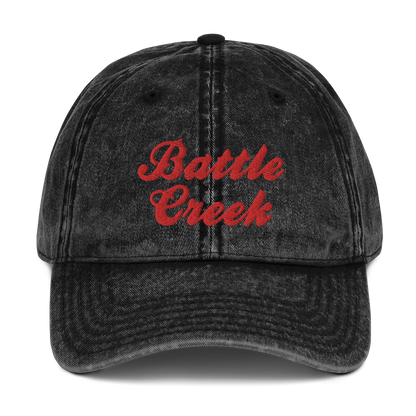 'Battle Creek' Vintage Baseball Cap | White/Black Embroidery