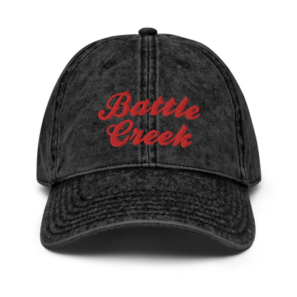 'Battle Creek' Vintage Baseball Cap | White/Black Embroidery