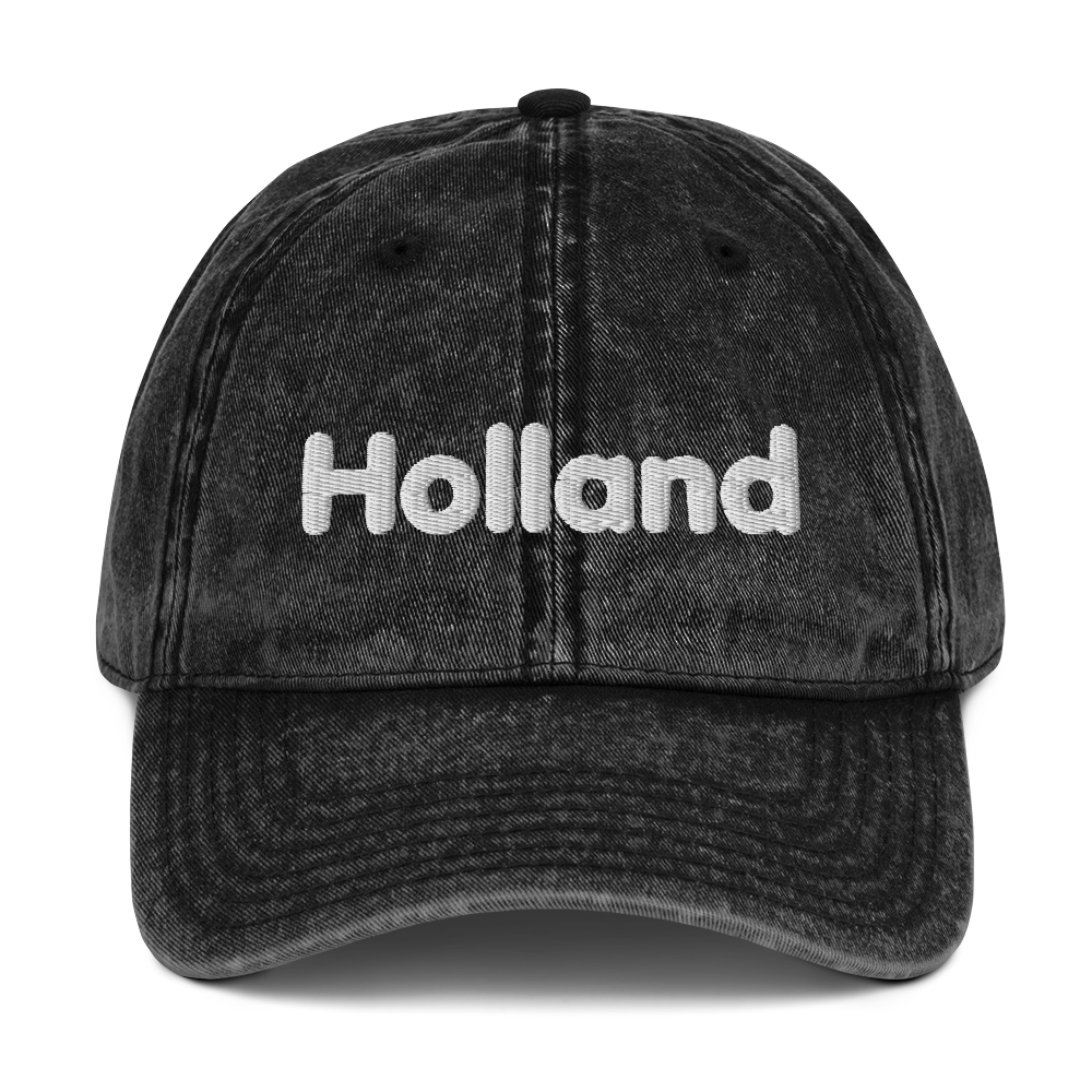 'Holland' Vintage Baseball Cap | White/Black Embroidery