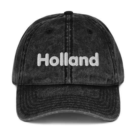 'Holland' Vintage Baseball Cap | White/Black Embroidery