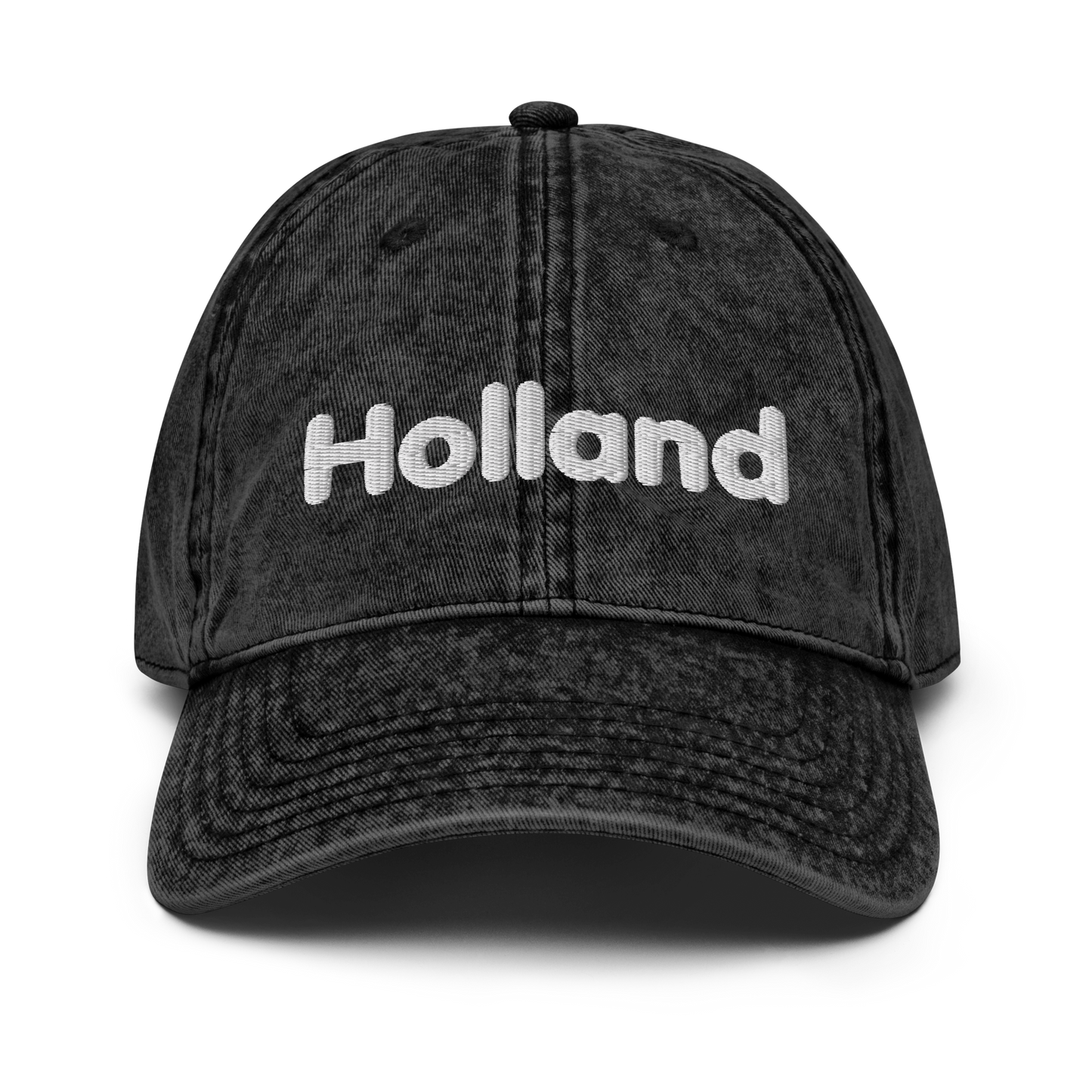 'Holland' Vintage Baseball Cap | White/Black Embroidery