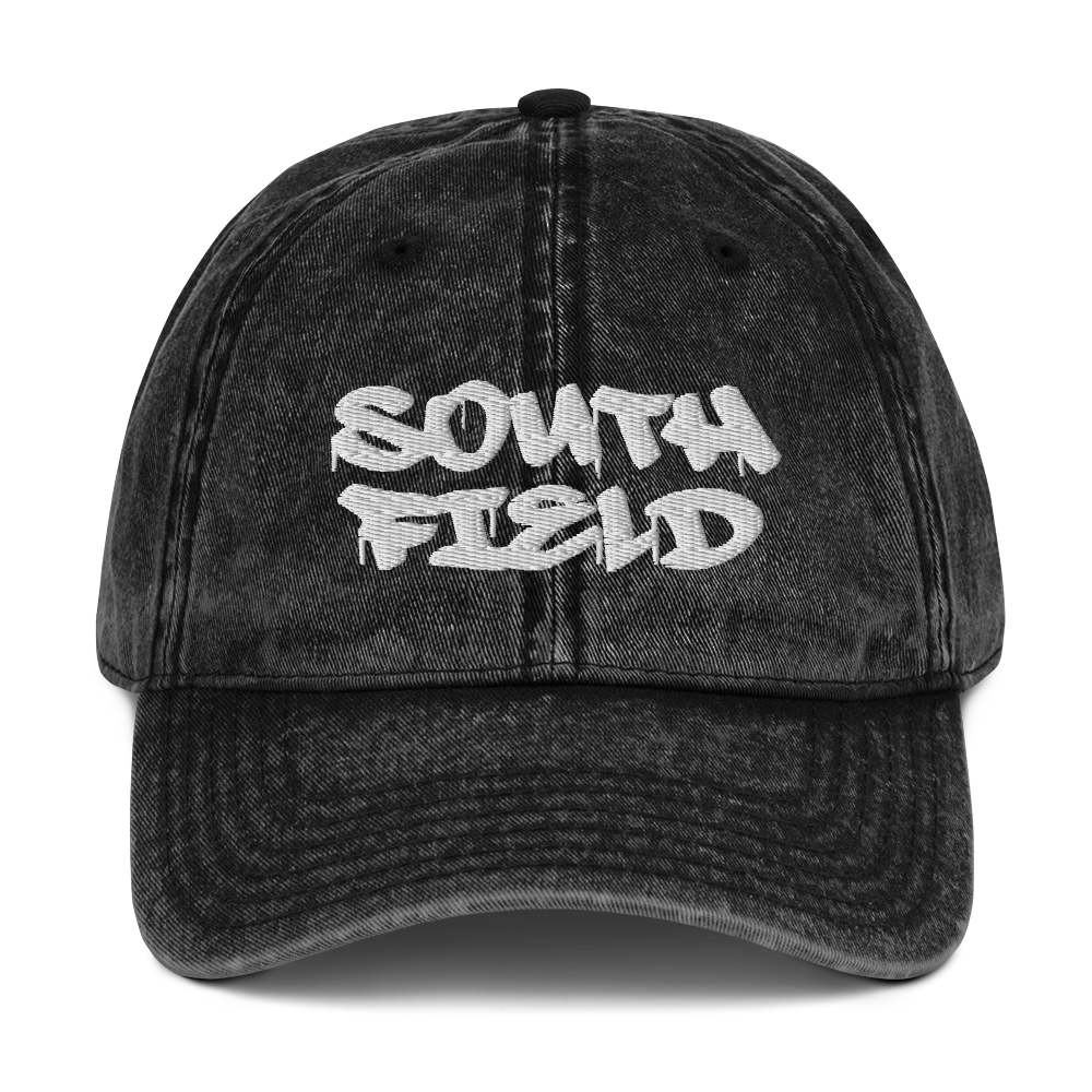 'Southfield' Vintage Baseball Cap | White/Black Embroidery