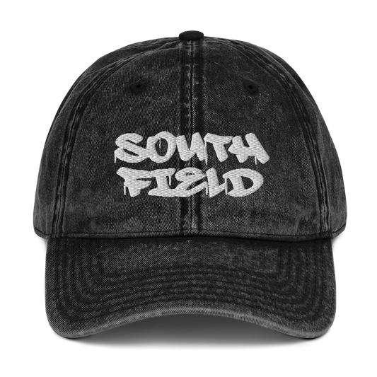 'Southfield' Vintage Baseball Cap | White/Black Embroidery