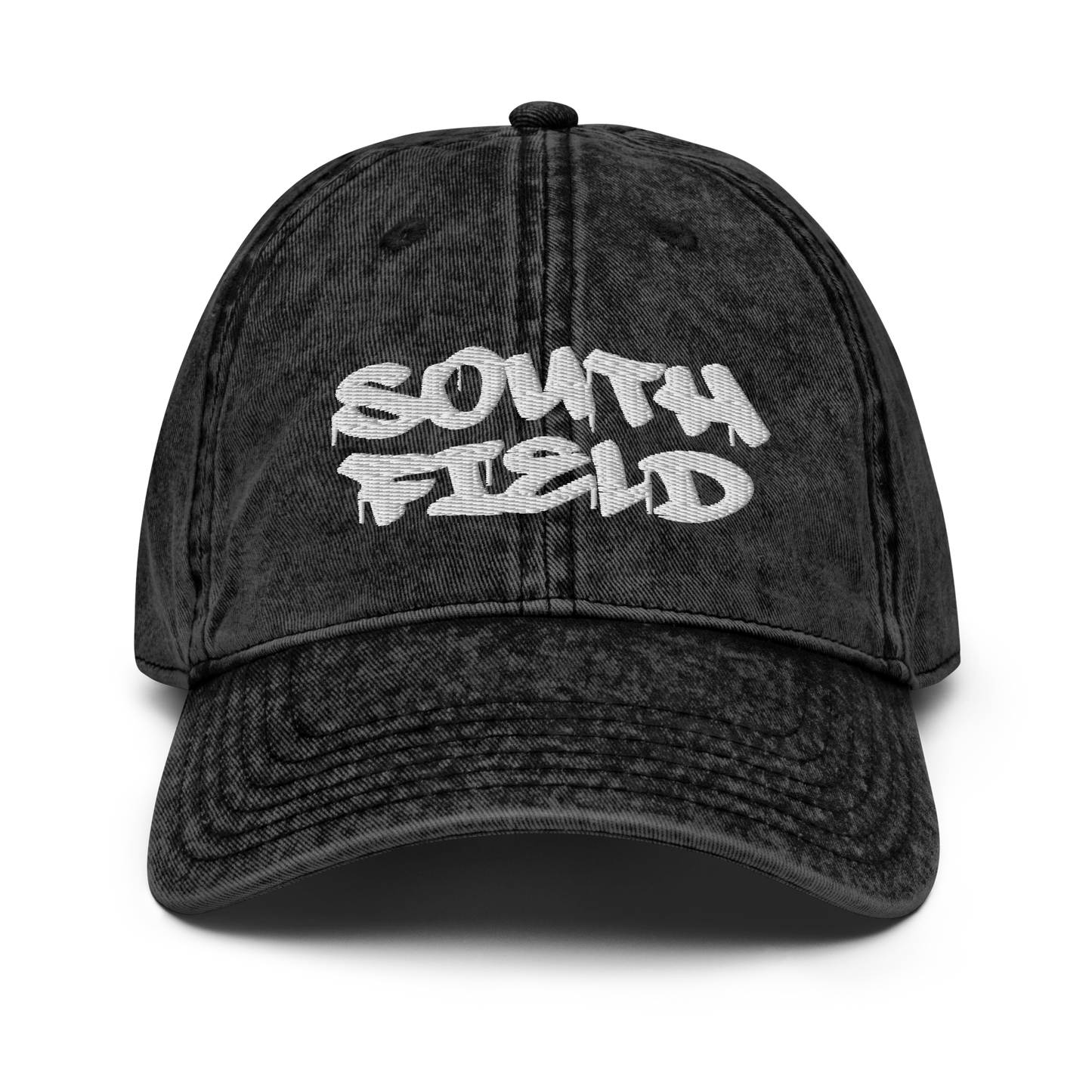 'Southfield' Vintage Baseball Cap | White/Black Embroidery