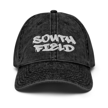 'Southfield' Vintage Baseball Cap | White/Black Embroidery