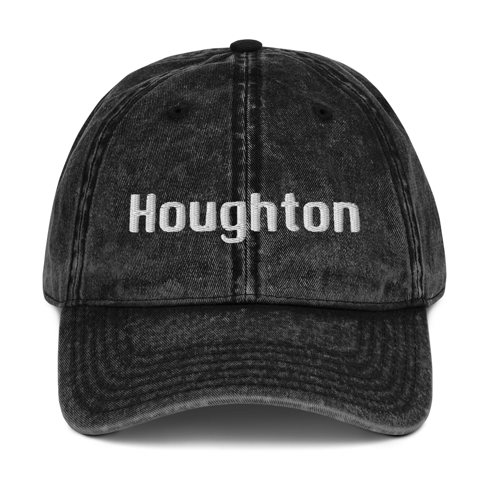 'Houghton' Vintage Baseball Cap | White/Black Embroidery