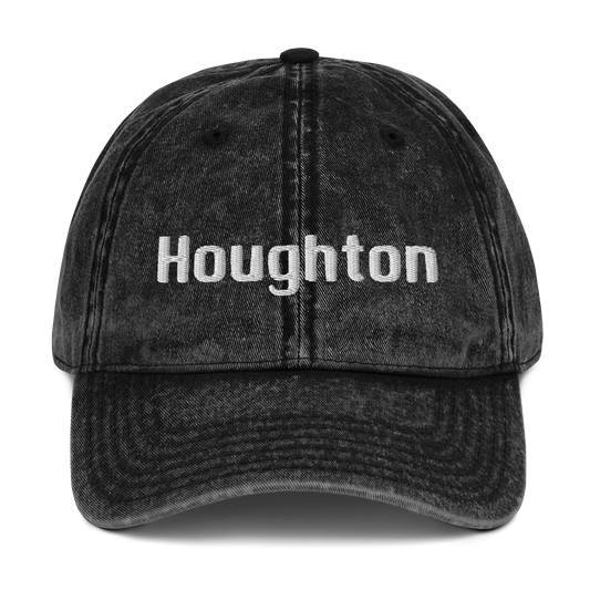 'Houghton' Vintage Baseball Cap | White/Black Embroidery