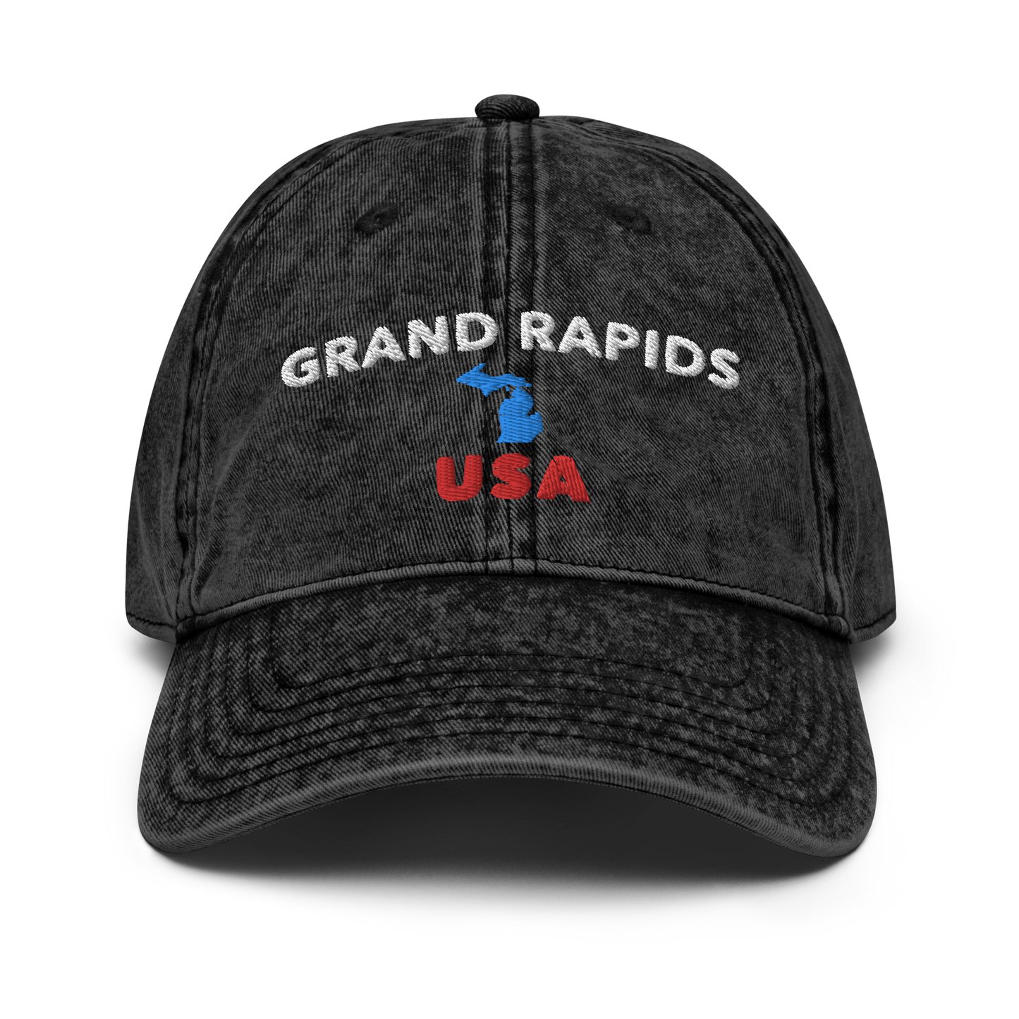 'Grand Rapids USA' Vintage Baseball Cap (w/ Michigan Outline)