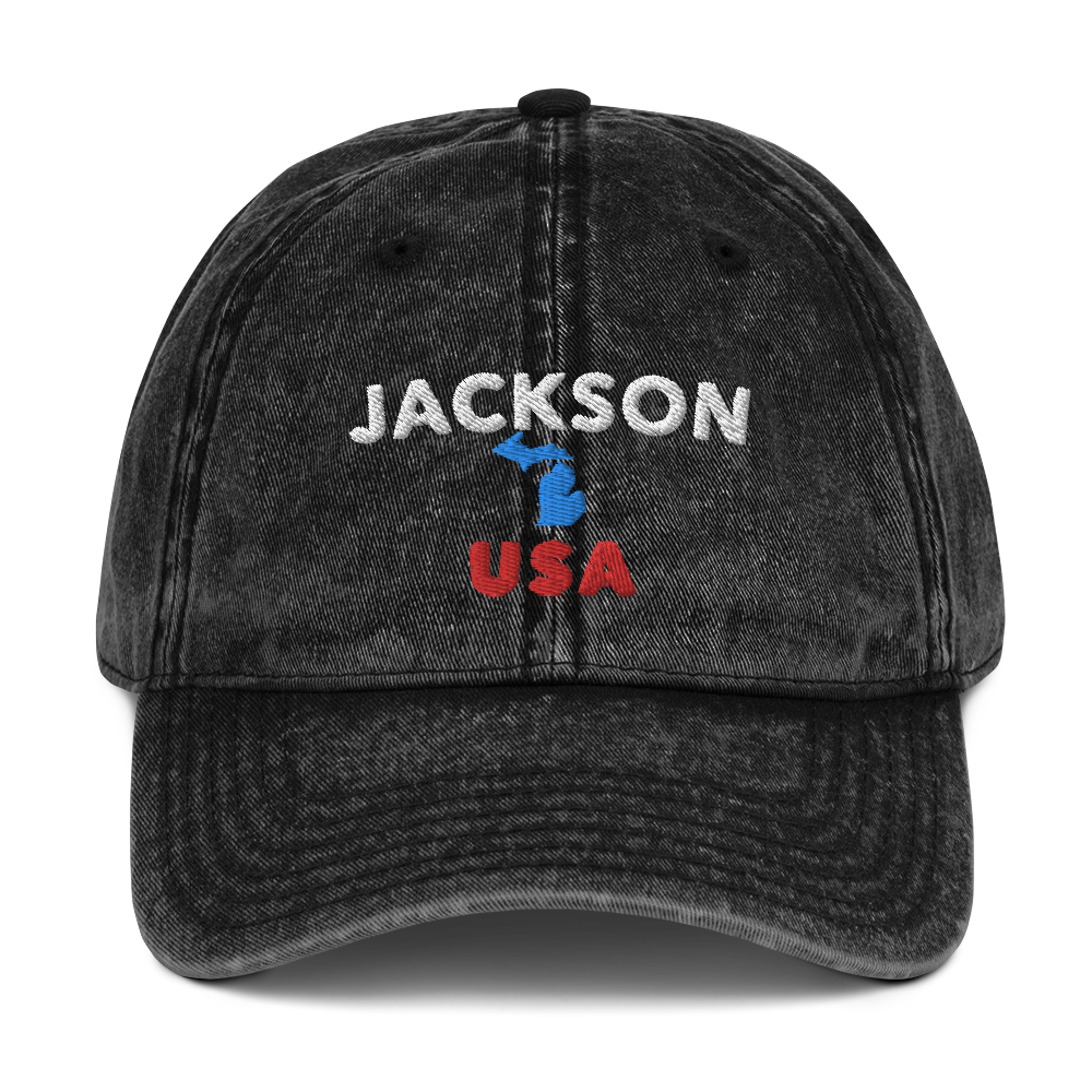 'Jackson USA' Vintage Baseball Cap (w/ Michigan Outline)