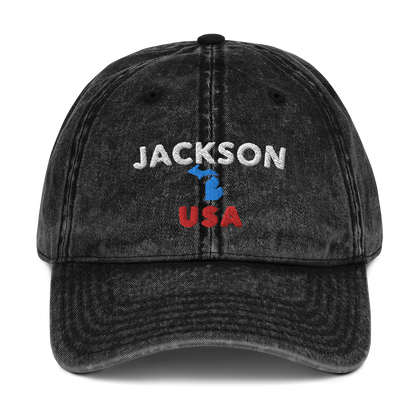 'Jackson USA' Vintage Baseball Cap (w/ Michigan Outline)