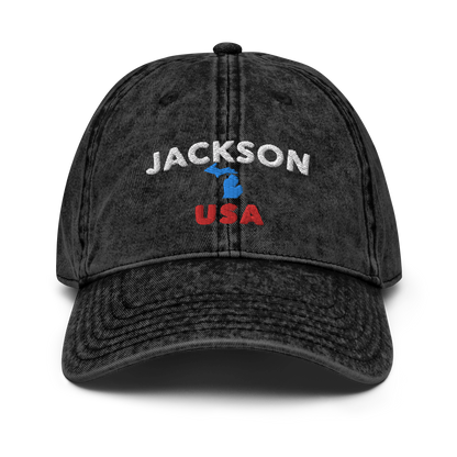 'Jackson USA' Vintage Baseball Cap (w/ Michigan Outline)