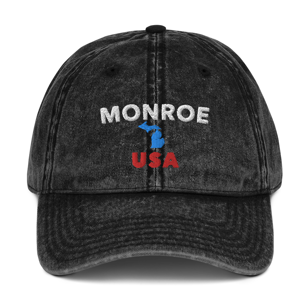 'Monroe USA' Baseball Cap (w/ Michigan Outline)