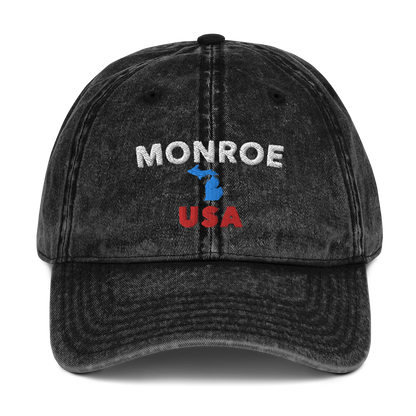 'Monroe USA' Baseball Cap (w/ Michigan Outline)