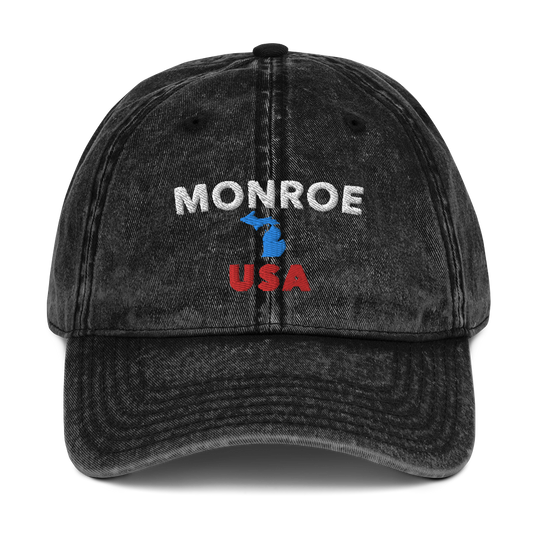 'Monroe USA' Baseball Cap (w/ Michigan Outline)