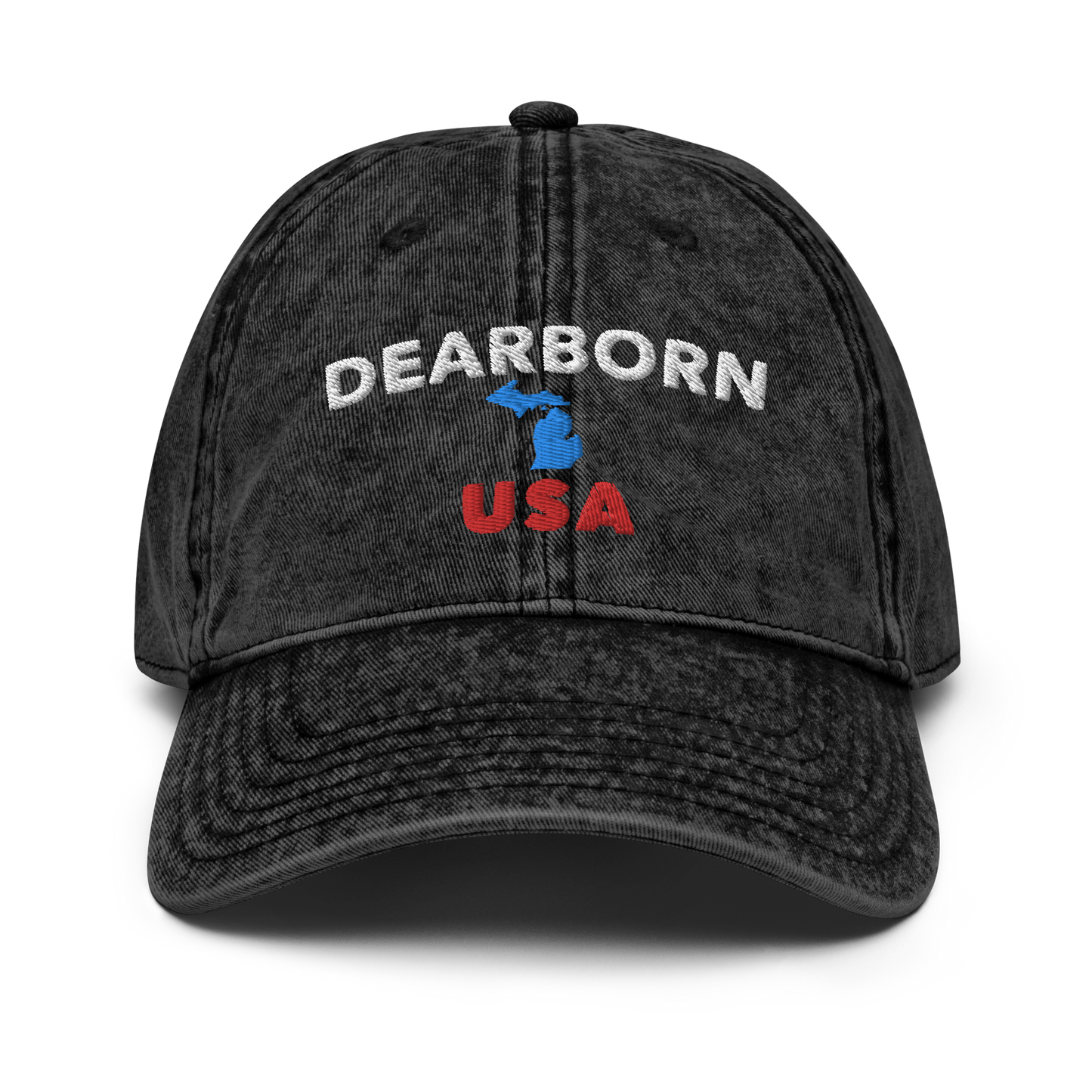 'Dearborn USA' Vintage Baseball Cap (w/ Michigan Outline)