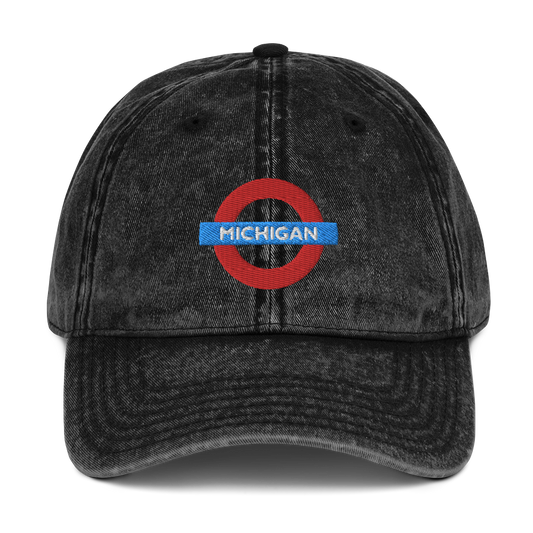 'Michigan' Vintage Baseball Cap (London Tube Parody)